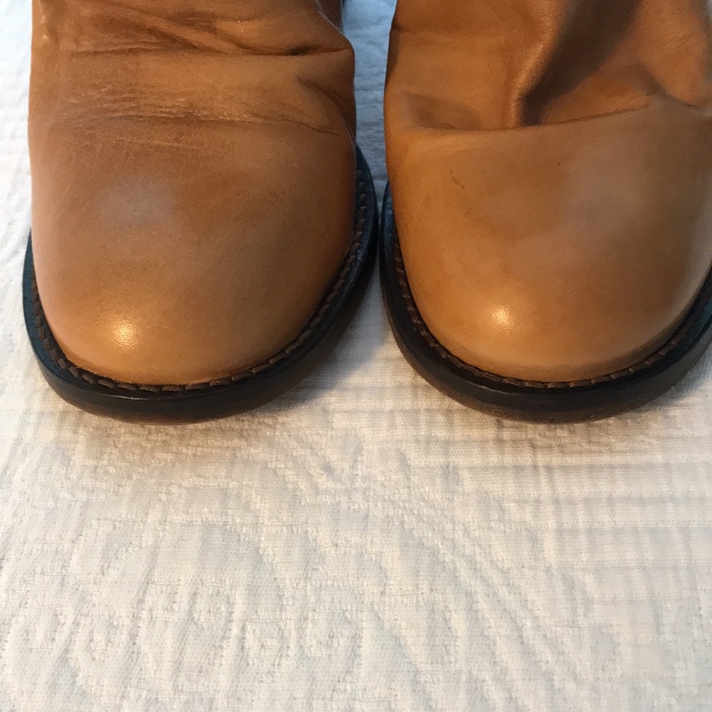 Free People Elle Camel Tan Buttery Leather Boots Bootie Block Heel 8 - Picture 5 of 17